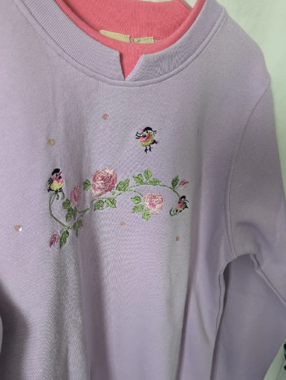 CC Hughes Vintage Embroidered Floral Crewneck Sweatshirt Grandma Granny Medium